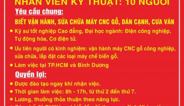 TUYỂN NHÂN VIÊN KỸ THUẬT
